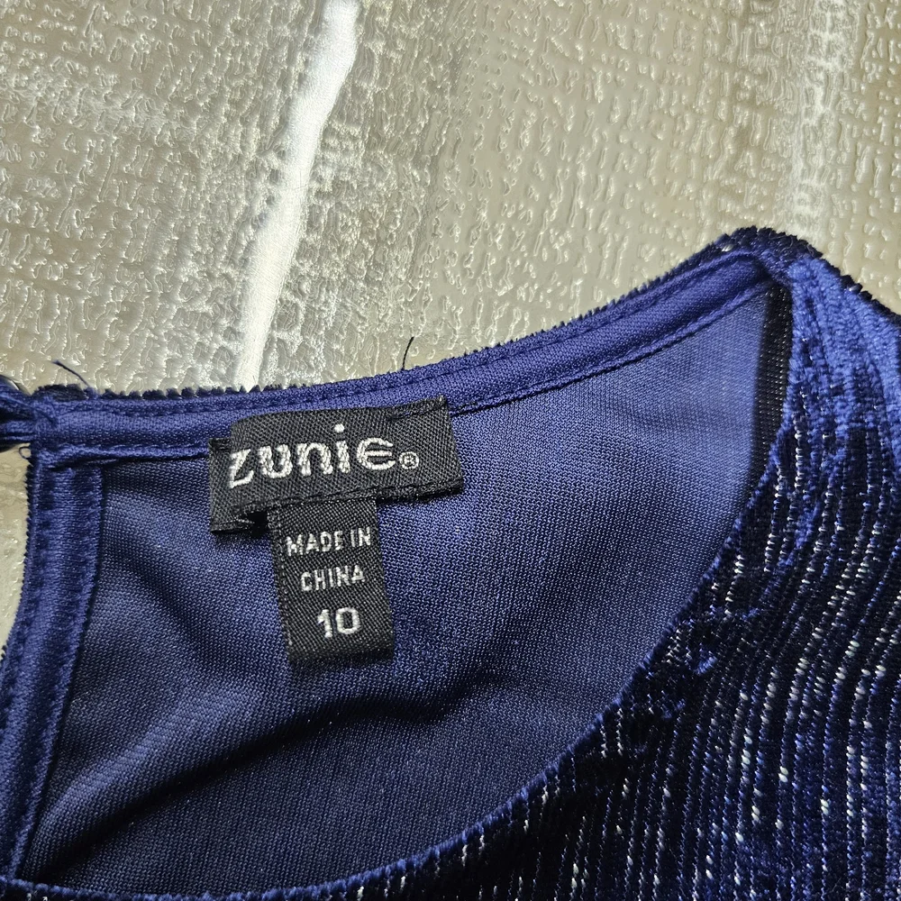 Zunie Girls Jumpsuit Blue Velvet Sparkle Ruffle Sleeve Holiday Party Outfit 10 - Picture 6 of 9